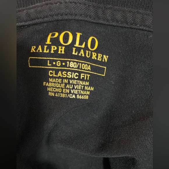 Polo by Ralph Lauren L Men's Solid Black V-Neck Shirt - Picture 5 of 5